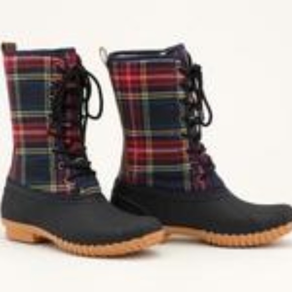 Sociology Shoes - Sociology Woman's Duck Boots - Black/Plaid - Size: